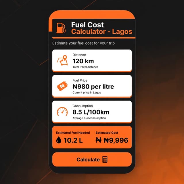 Fuel Cost Calculator - Lagos